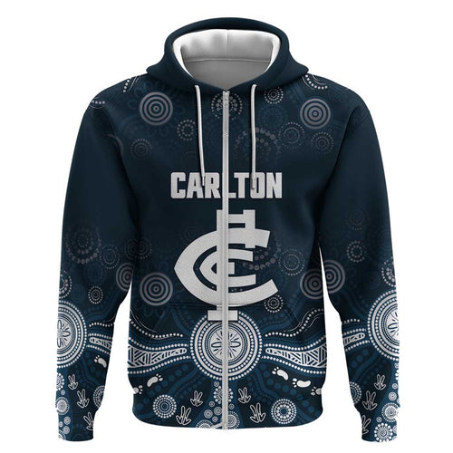 Custom Carlton Football Hoodie Go Blues Aboriginal Art - Aussie Hoodie