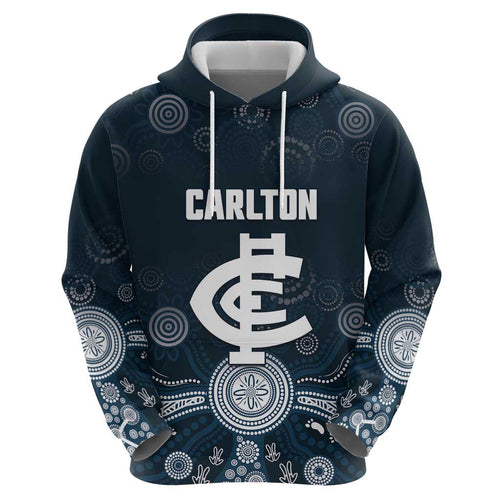 Custom Carlton Football Hoodie Go Blues Aboriginal Art - Aussie Hoodie