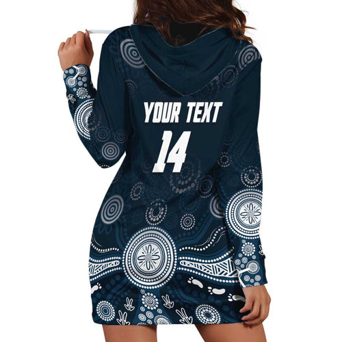 Custom Carlton Football Hoodie Dress Go Blues Aboriginal Art - Aussie Hoodie