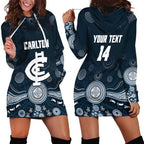 Custom Carlton Football Hoodie Dress Go Blues Aboriginal Art - Aussie Hoodie