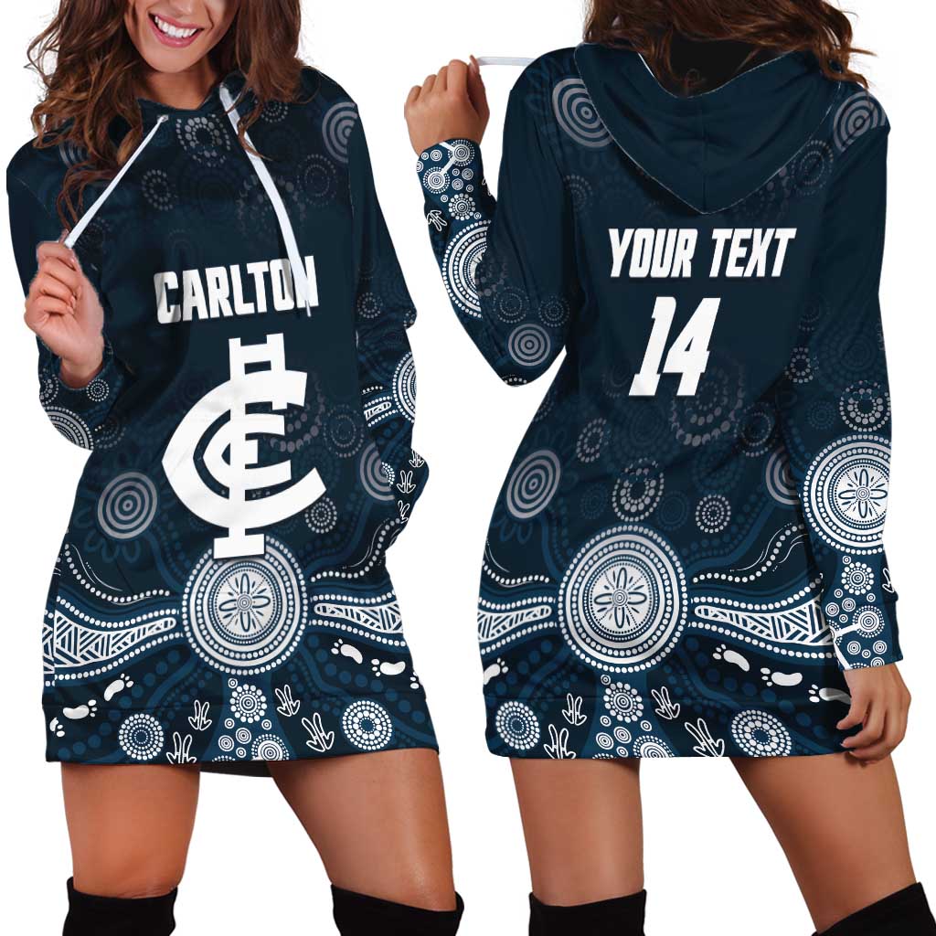 Custom Carlton Football Hoodie Dress Go Blues Aboriginal Art - Aussie Hoodie
