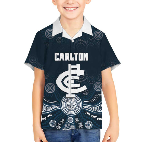 Custom Carlton Football Kid Hawaiian Shirt Go Blues Aboriginal Art - Aussie Hoodie