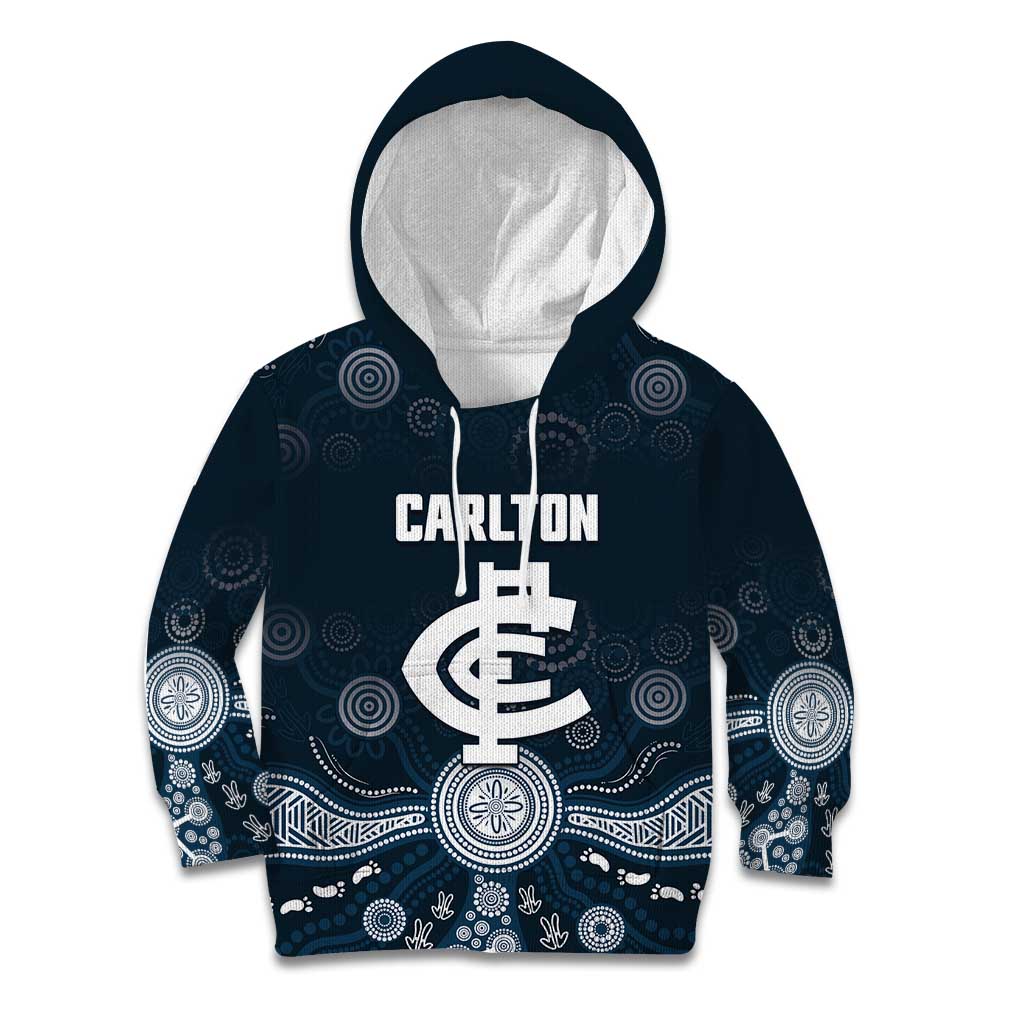 Custom Carlton Football Kid Hoodie Go Blues Aboriginal Art - Aussie Hoodie