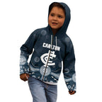 Custom Carlton Football Kid Hoodie Go Blues Aboriginal Art - Aussie Hoodie