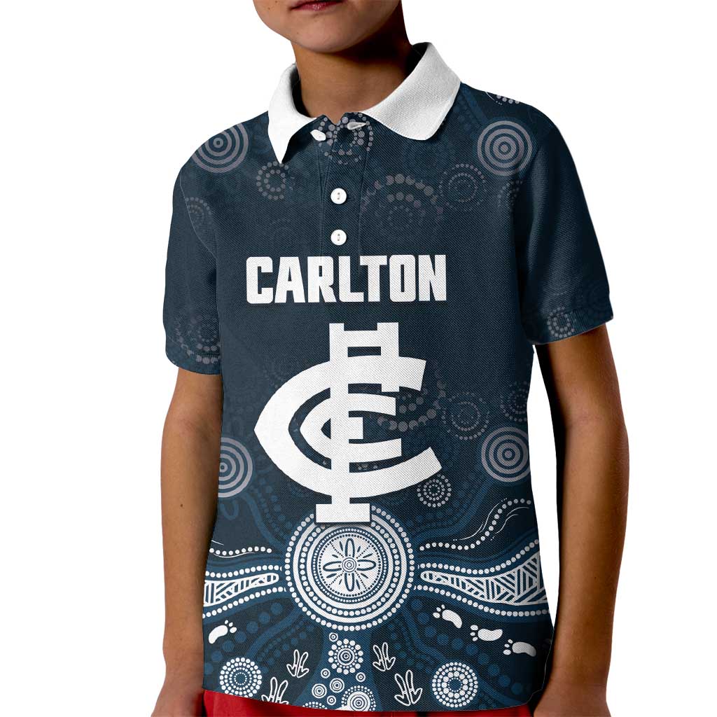 Custom Carlton Football Kid Polo Shirt Go Blues Aboriginal Art - Aussie Hoodie