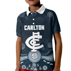 Custom Carlton Football Kid Polo Shirt Go Blues Aboriginal Art - Aussie Hoodie