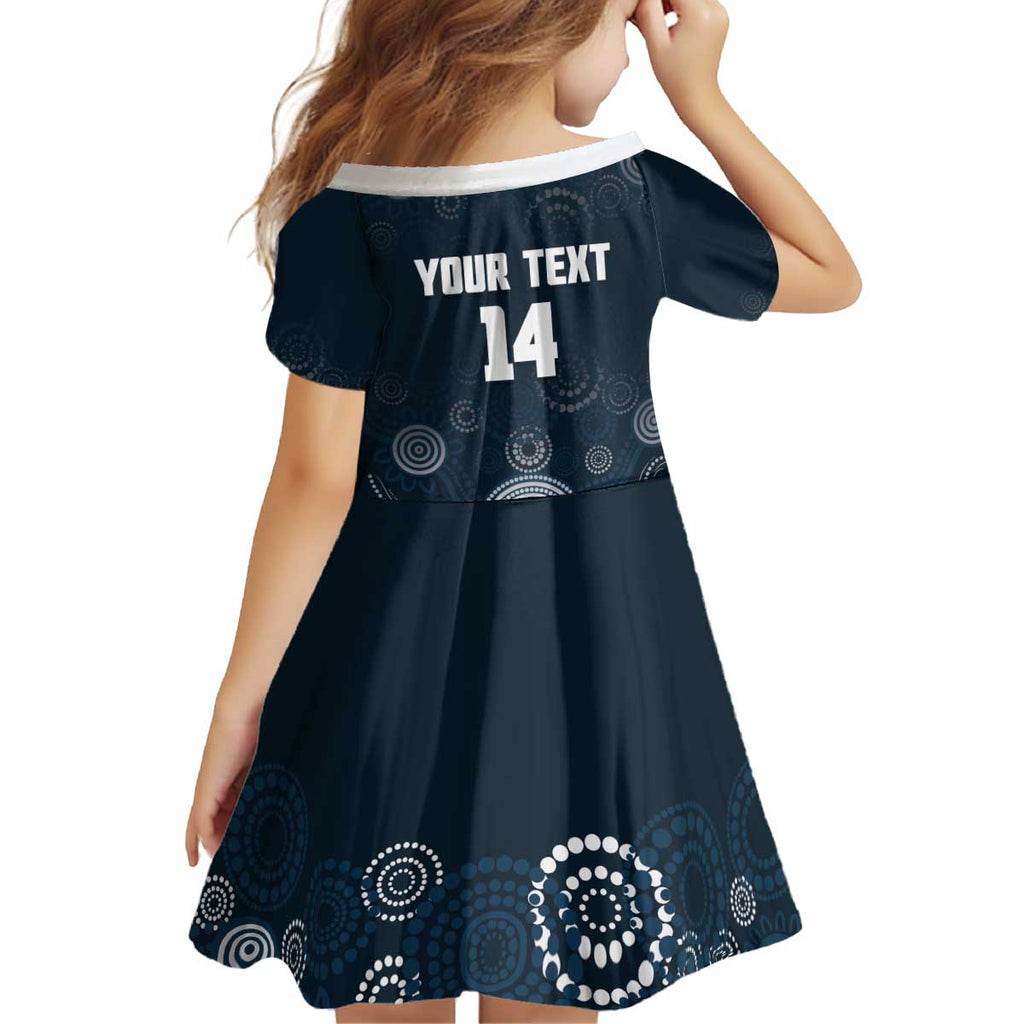 Custom Carlton Football Kid Short Sleeve Dress Go Blues Aboriginal Art - Aussie Hoodie