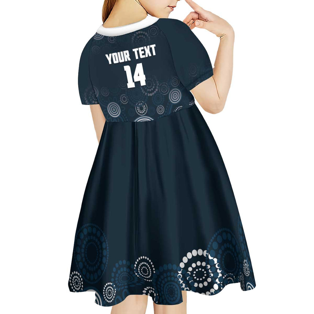 Custom Carlton Football Kid Short Sleeve Dress Go Blues Aboriginal Art - Aussie Hoodie