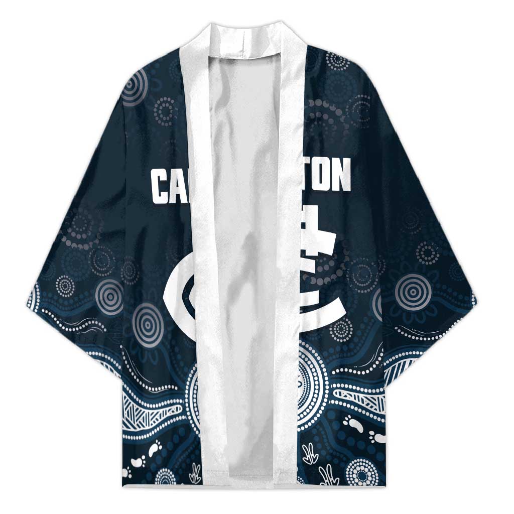 Custom Carlton Football Kimono Go Blues Aboriginal Art - Aussie Hoodie