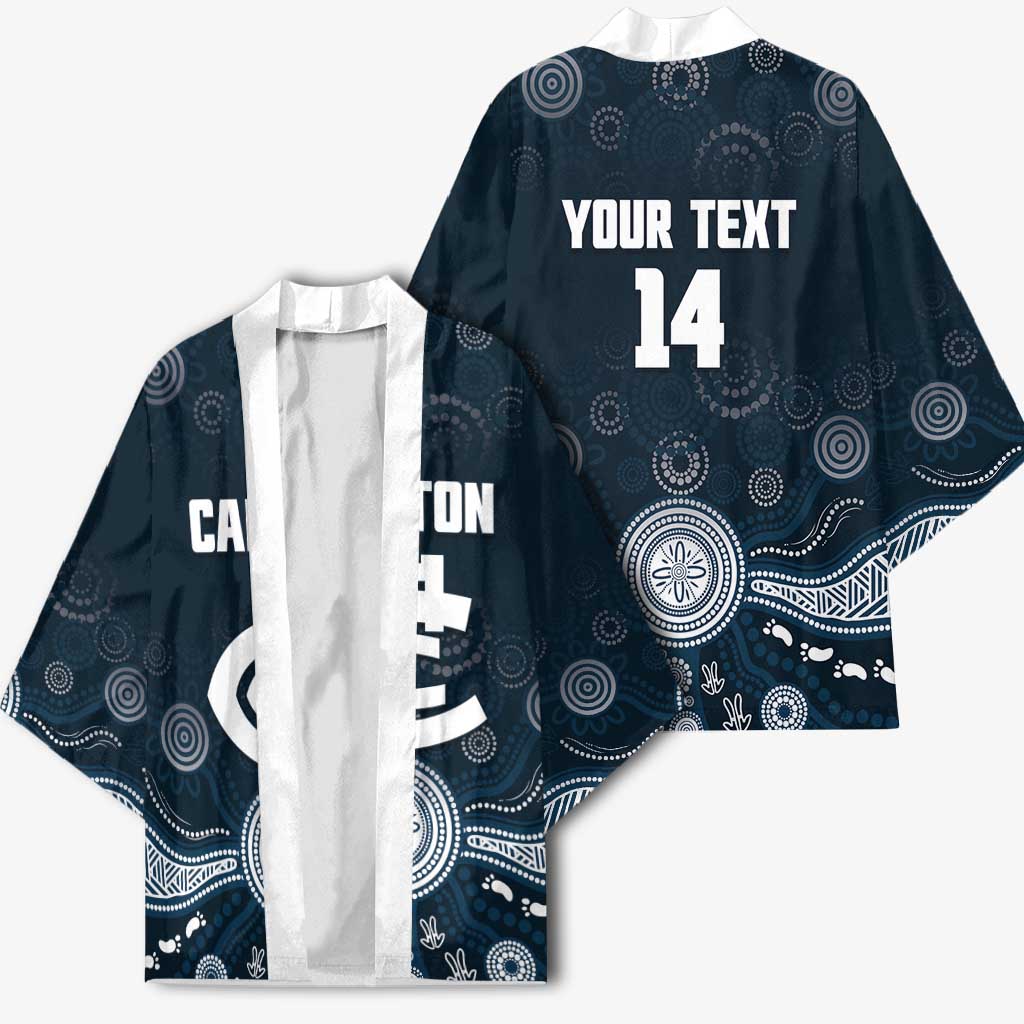 Custom Carlton Football Kimono Go Blues Aboriginal Art - Aussie Hoodie