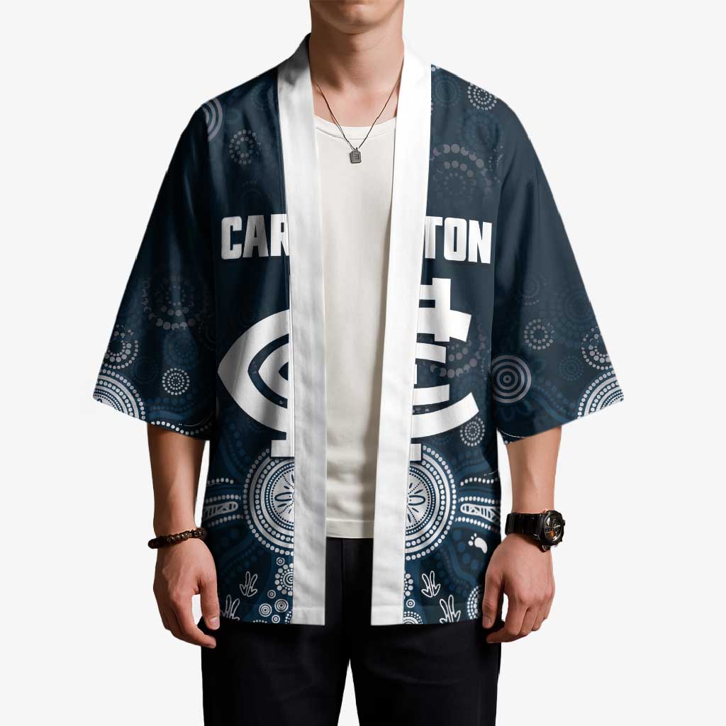 Custom Carlton Football Kimono Go Blues Aboriginal Art - Aussie Hoodie