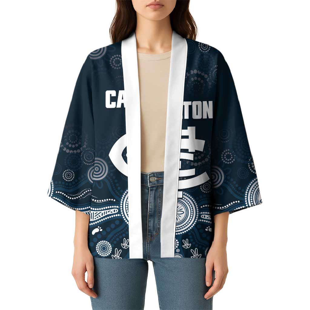 Custom Carlton Football Kimono Go Blues Aboriginal Art - Aussie Hoodie