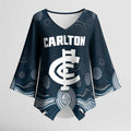 Custom Carlton Football Kimono Sleeve Blouse Go Blues Aboriginal Art - Aussie Hoodie