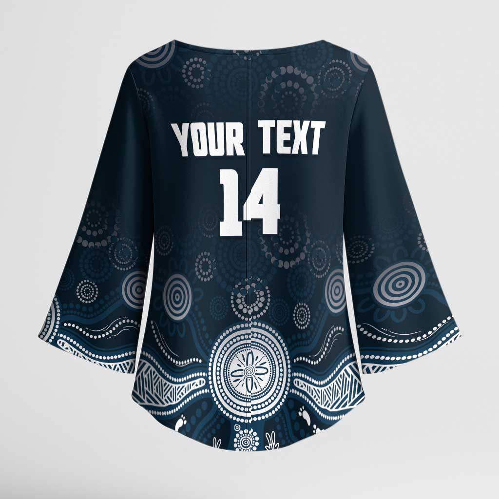 Custom Carlton Football Kimono Sleeve Blouse Go Blues Aboriginal Art - Aussie Hoodie