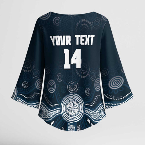Custom Carlton Football Kimono Sleeve Blouse Go Blues Aboriginal Art - Aussie Hoodie
