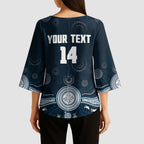 Custom Carlton Football Kimono Sleeve Blouse Go Blues Aboriginal Art - Aussie Hoodie
