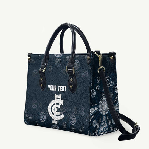 Custom Carlton Football Leather Bag Go Blues Aboriginal Art - Aussie Hoodie
