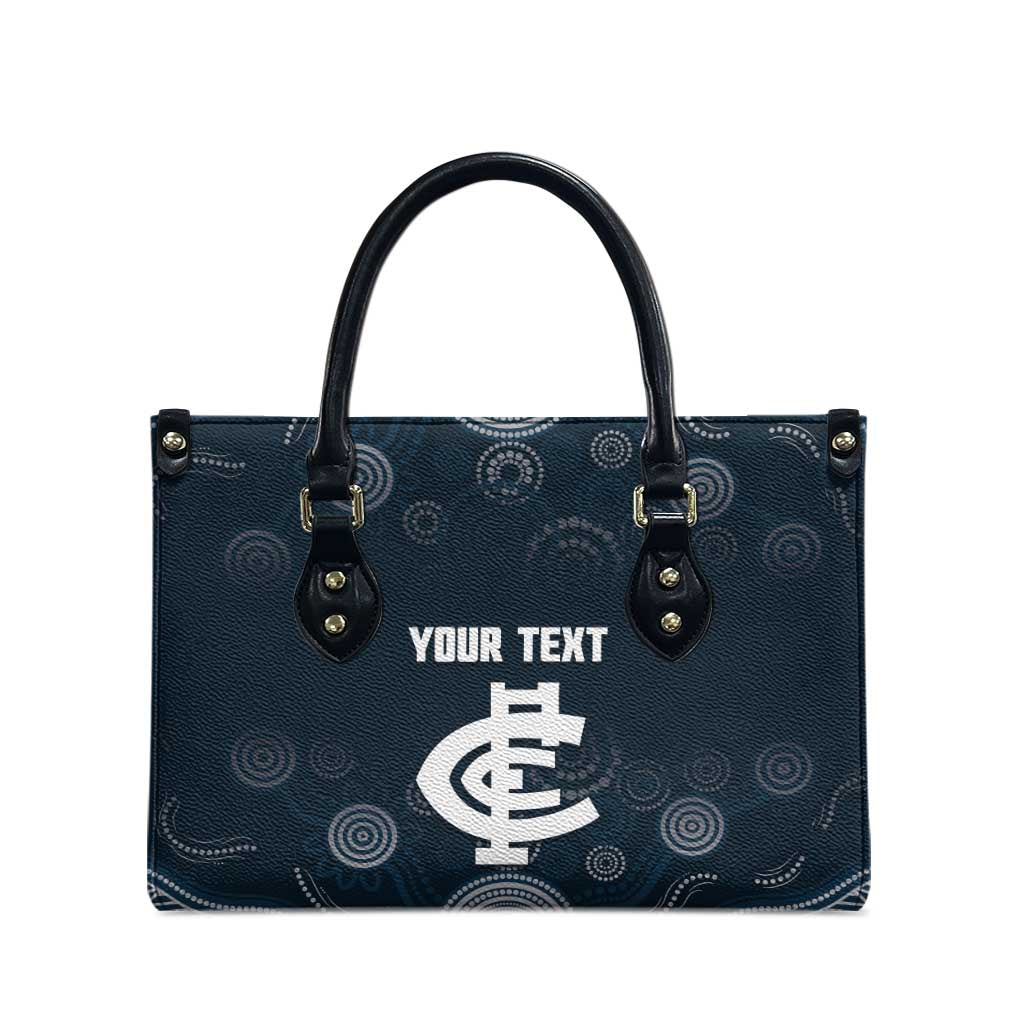 Custom Carlton Football Leather Bag Go Blues Aboriginal Art - Aussie Hoodie