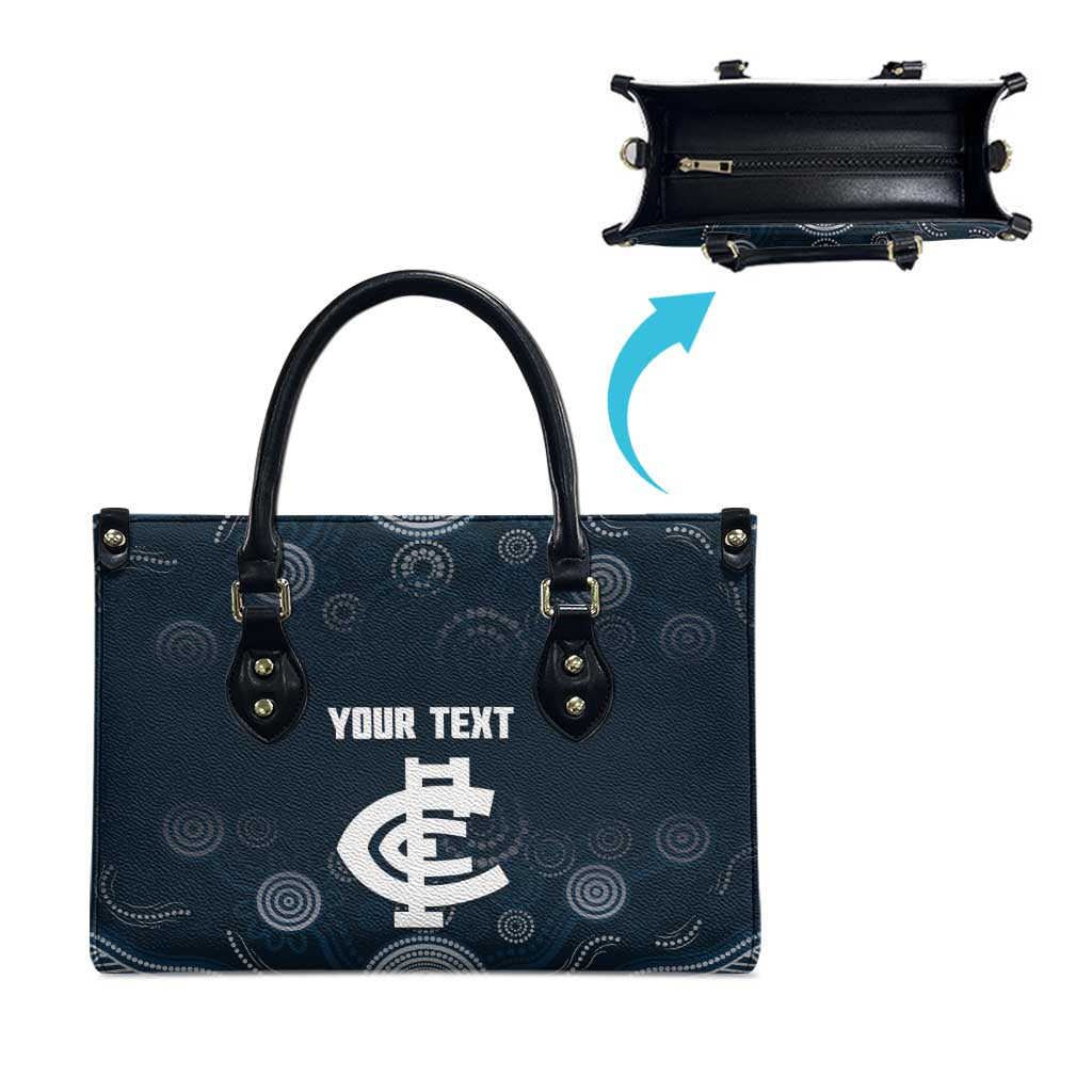 Custom Carlton Football Leather Bag Go Blues Aboriginal Art - Aussie Hoodie