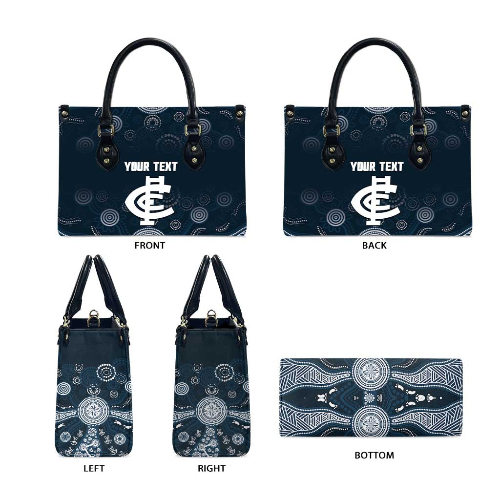 Custom Carlton Football Leather Bag Go Blues Aboriginal Art - Aussie Hoodie