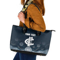 Custom Carlton Football Leather Tote Bag Go Blues Aboriginal Art - Aussie Hoodie