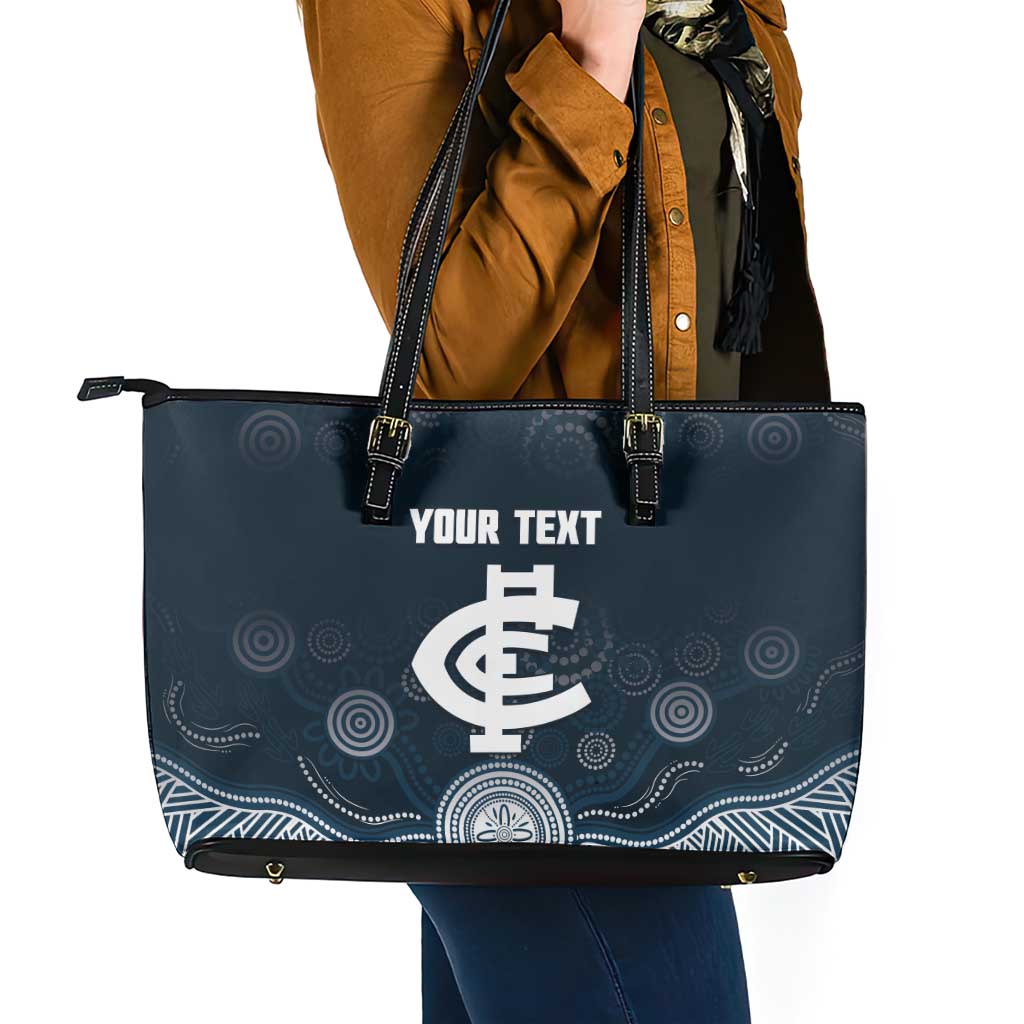 Custom Carlton Football Leather Tote Bag Go Blues Aboriginal Art - Aussie Hoodie