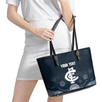 Custom Carlton Football Leather Tote Bag Go Blues Aboriginal Art - Aussie Hoodie