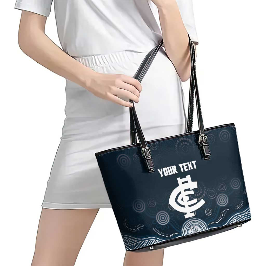 Custom Carlton Football Leather Tote Bag Go Blues Aboriginal Art - Aussie Hoodie