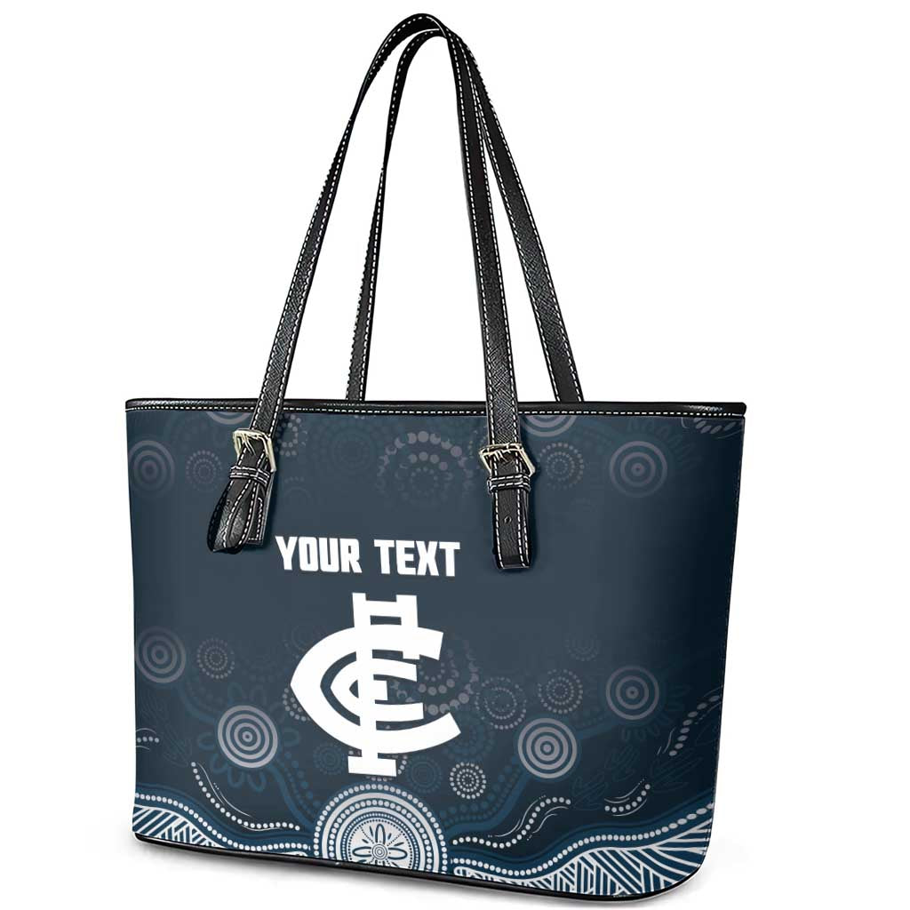 Custom Carlton Football Leather Tote Bag Go Blues Aboriginal Art - Aussie Hoodie