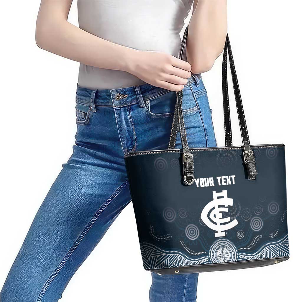 Custom Carlton Football Leather Tote Bag Go Blues Aboriginal Art - Aussie Hoodie