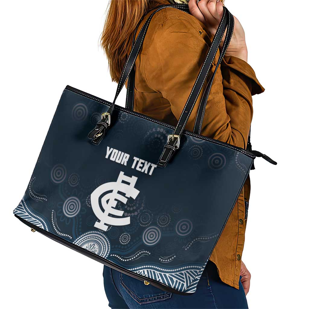 Custom Carlton Football Leather Tote Bag Go Blues Aboriginal Art - Aussie Hoodie
