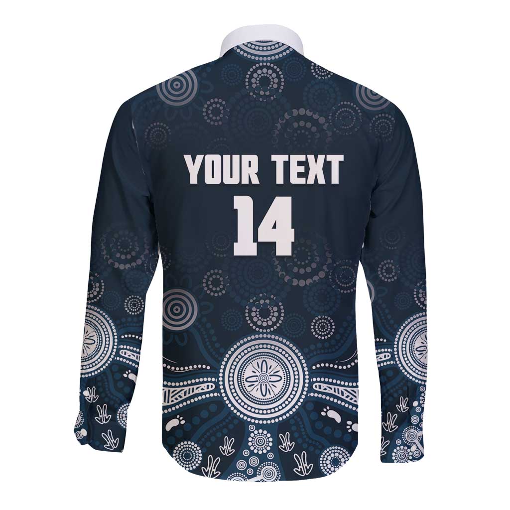 Custom Carlton Football Long Sleeve Button Shirt Go Blues Aboriginal Art - Aussie Hoodie