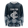 Custom Carlton Football Long Sleeve Shirt Go Blues Aboriginal Art - Aussie Hoodie