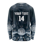 Custom Carlton Football Long Sleeve Shirt Go Blues Aboriginal Art - Aussie Hoodie