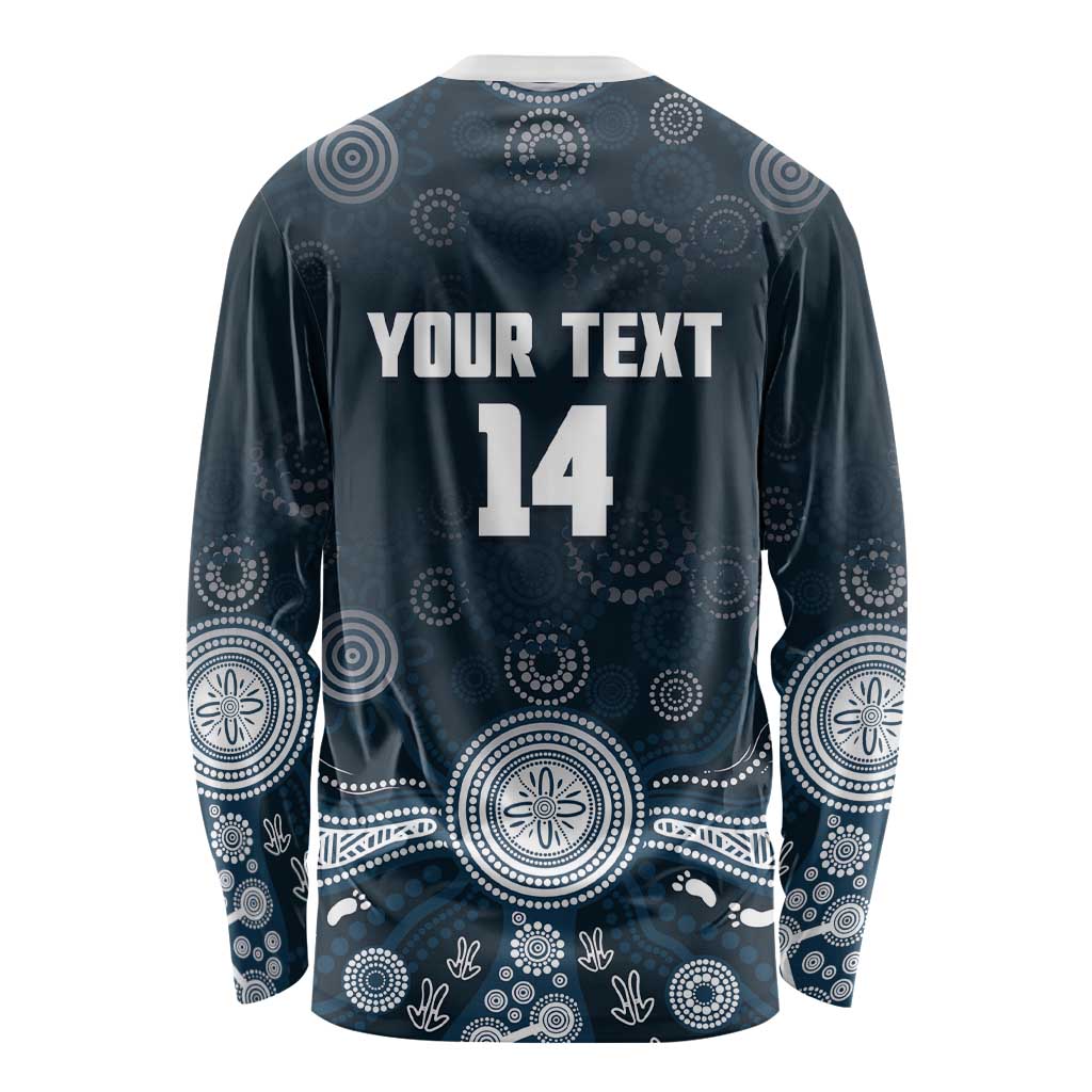 Custom Carlton Football Long Sleeve Shirt Go Blues Aboriginal Art - Aussie Hoodie