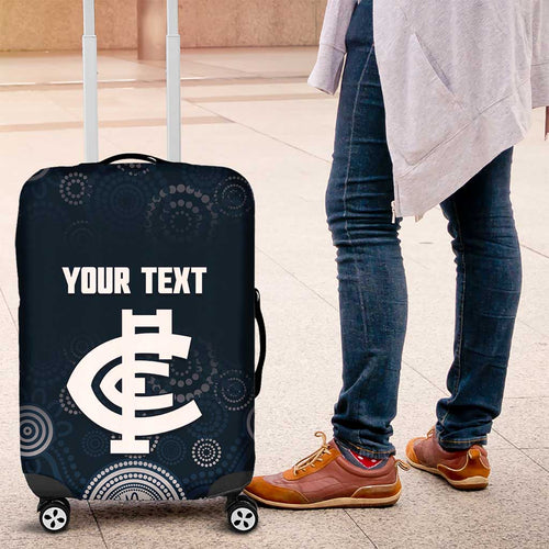 Custom Carlton Football Luggage Cover Go Blues Aboriginal Art - Aussie Hoodie