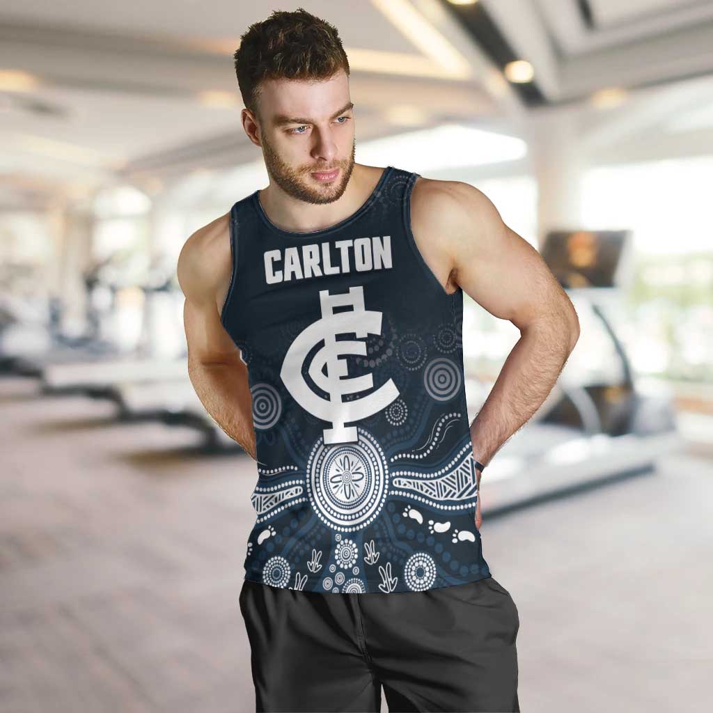 Custom Carlton Football Men Tank Top Go Blues Aboriginal Art - Aussie Hoodie
