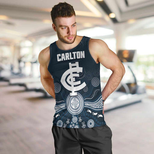 Custom Carlton Football Men Tank Top Go Blues Aboriginal Art - Aussie Hoodie