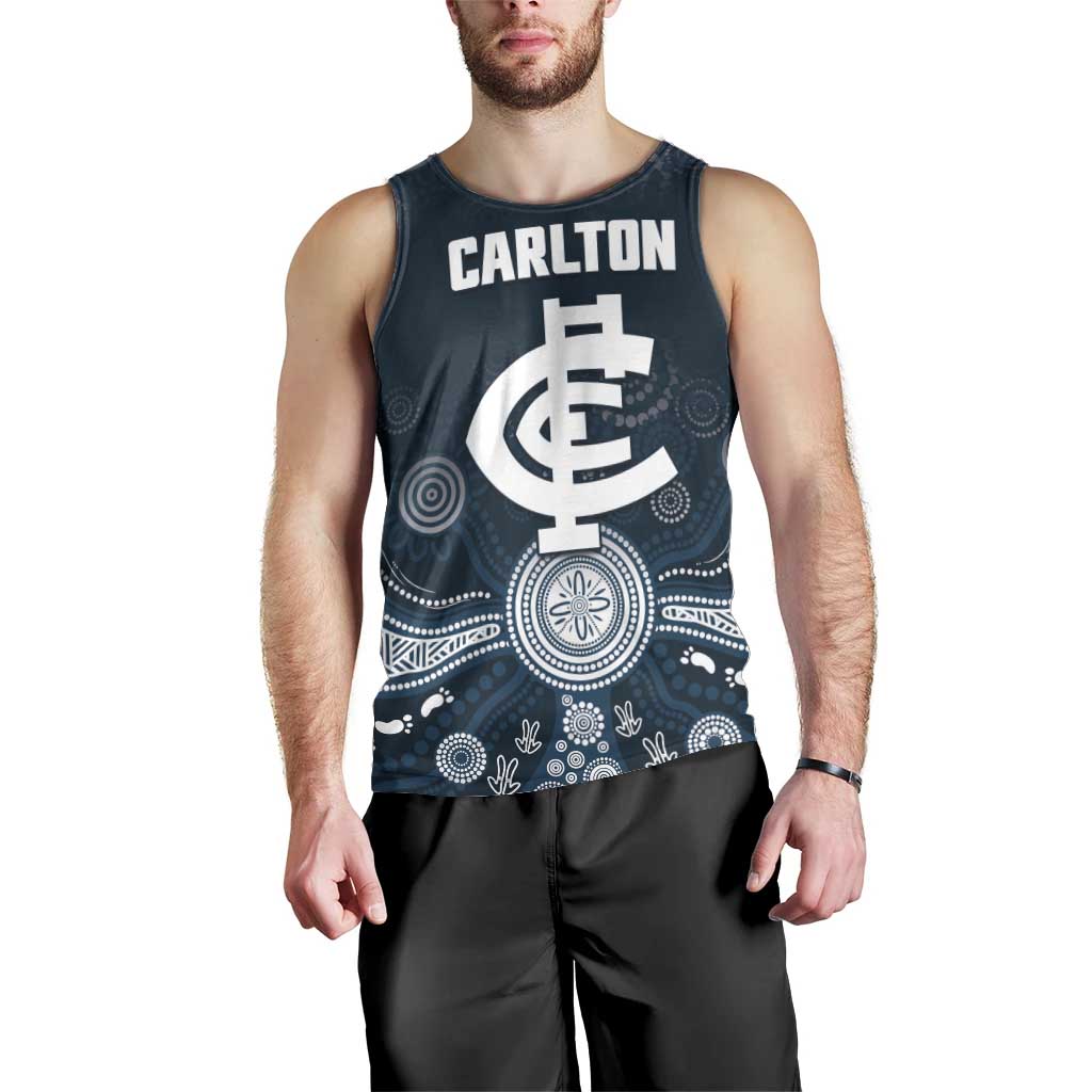 Custom Carlton Football Men Tank Top Go Blues Aboriginal Art - Aussie Hoodie