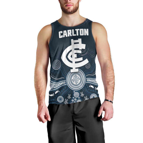 Custom Carlton Football Men Tank Top Go Blues Aboriginal Art - Aussie Hoodie