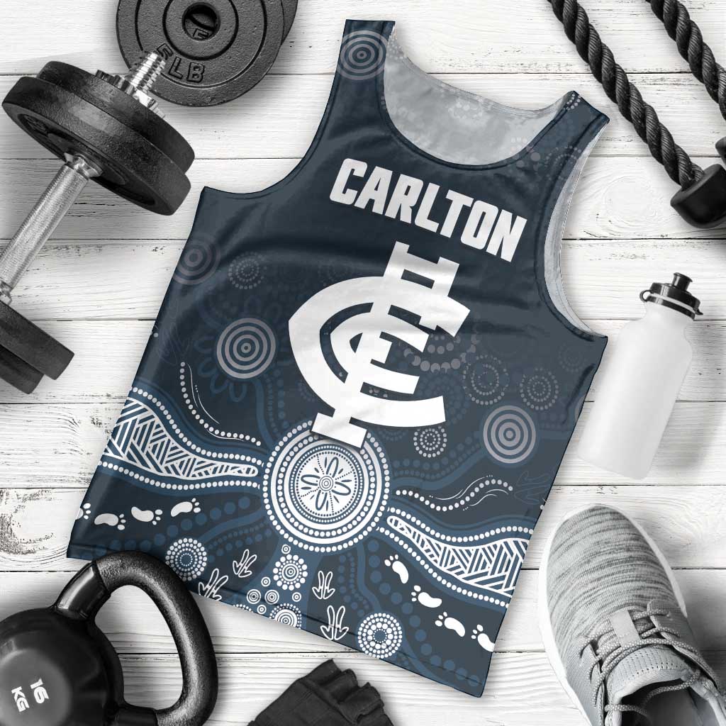 Custom Carlton Football Men Tank Top Go Blues Aboriginal Art - Aussie Hoodie