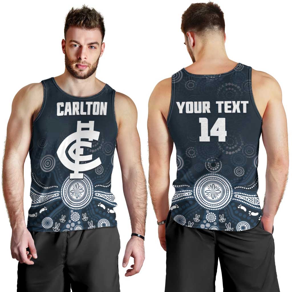 Custom Carlton Football Men Tank Top Go Blues Aboriginal Art - Aussie Hoodie