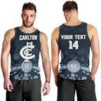 Custom Carlton Football Men Tank Top Go Blues Aboriginal Art - Aussie Hoodie