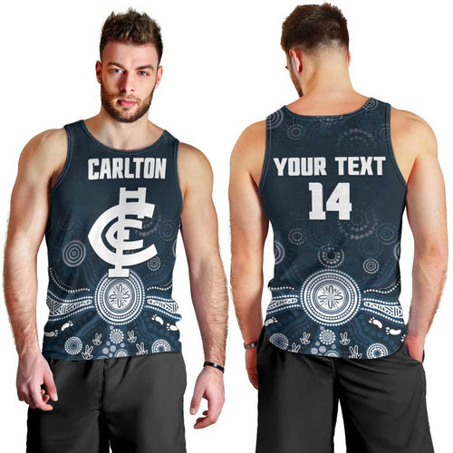 Custom Carlton Football Men Tank Top Go Blues Aboriginal Art - Aussie Hoodie