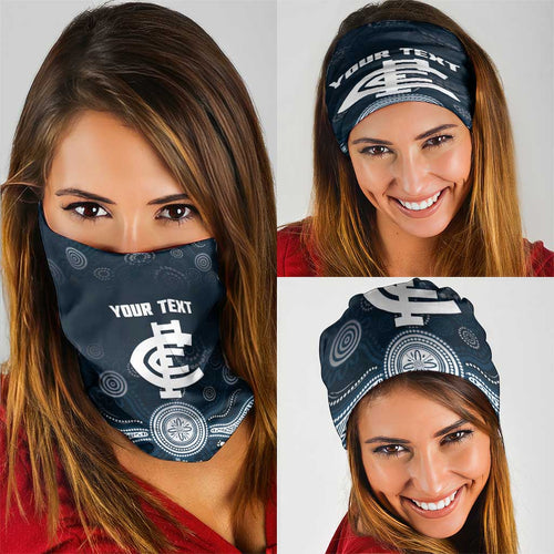 Custom Carlton Football Neck Gaiter Go Blues Aboriginal Art - Aussie Hoodie