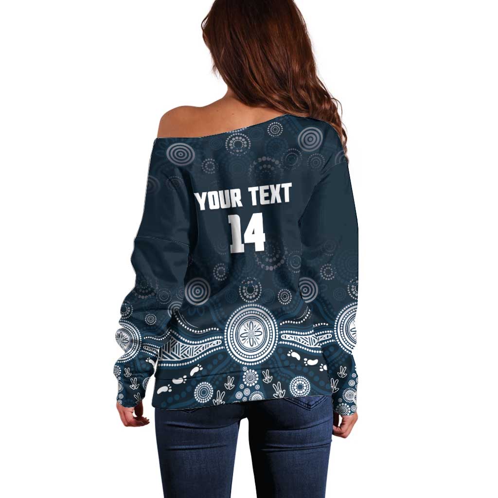 Custom Carlton Football Off Shoulder Sweater Go Blues Aboriginal Art - Aussie Hoodie