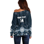 Custom Carlton Football Off Shoulder Sweater Go Blues Aboriginal Art - Aussie Hoodie