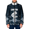 Custom Carlton Football Padded Jacket Go Blues Aboriginal Art - Aussie Hoodie