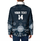 Custom Carlton Football Padded Jacket Go Blues Aboriginal Art - Aussie Hoodie