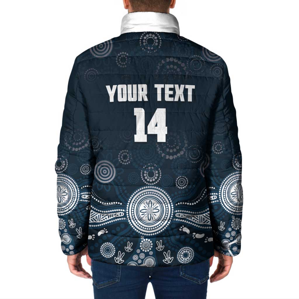 Custom Carlton Football Padded Jacket Go Blues Aboriginal Art - Aussie Hoodie